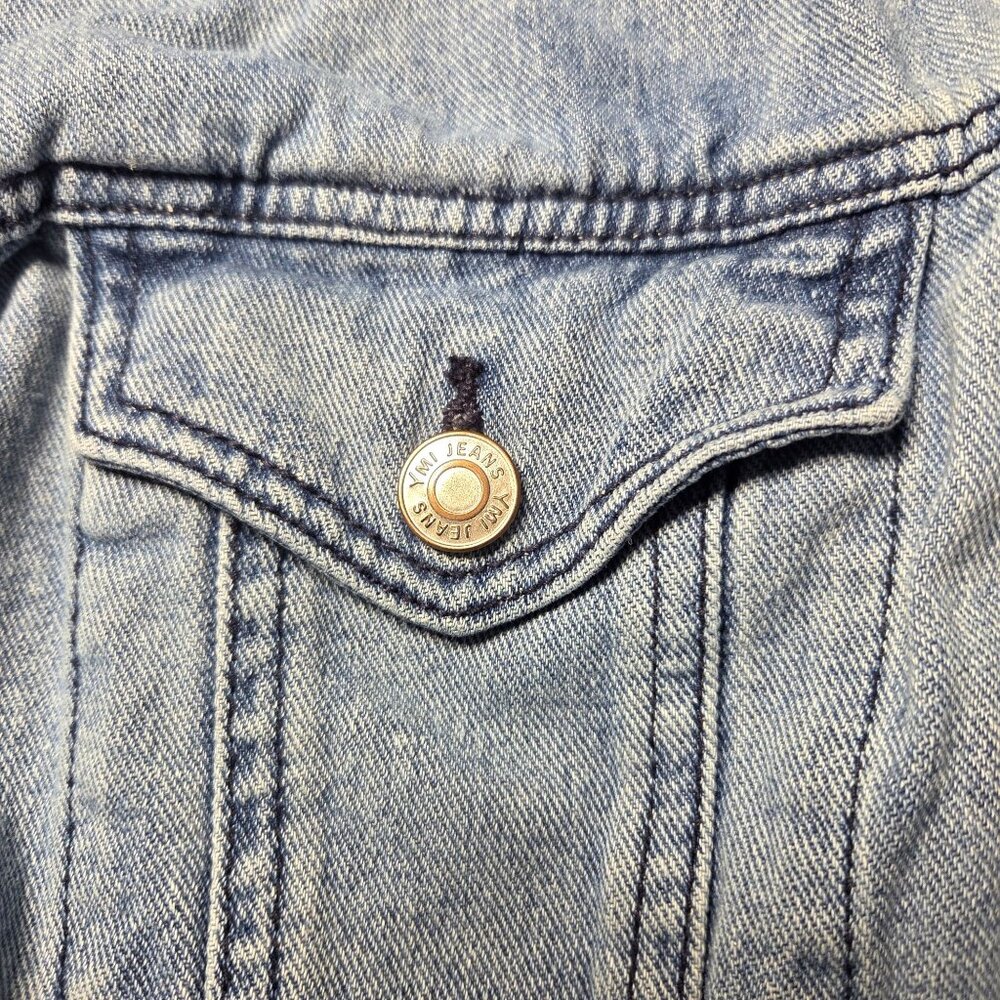 YMI With Love Light Blue Distressed Classic Denim Trucker Jean Jacket Size M - Picture 6 of 8